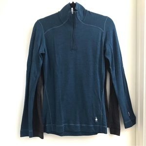 2 Smartwool 1/4 Zip Merino Wool Lot Grey Teal sz M